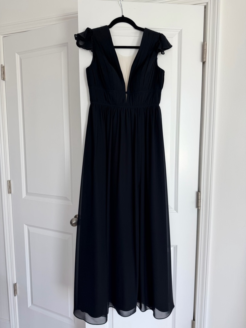 Revelry Black V-Neck Flutter Sleeve Maxi Dress